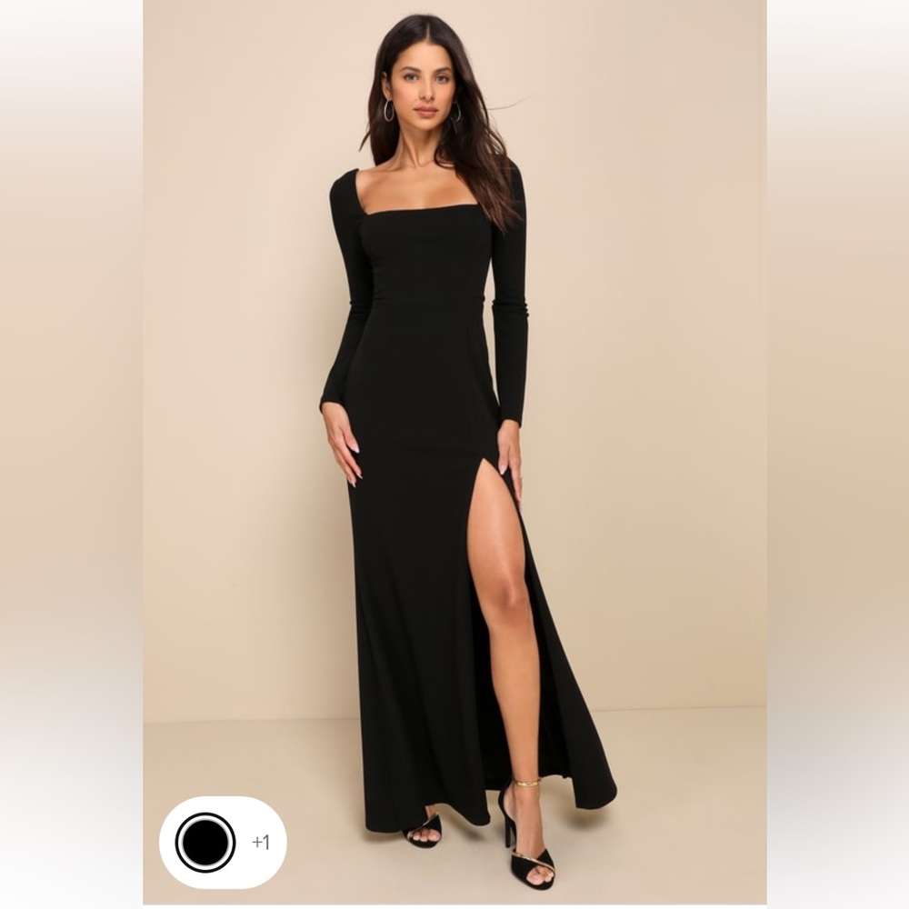 Lulus Infinitely Elegant Black Long Sleeve Maxi Dress